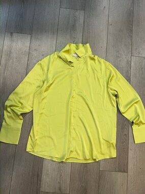 Neon Chartreuse Button-Front Shirt